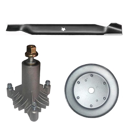 Aic Replacement Parts SPINDLE ASSEMBLY w/PULLEY BLADE Fits Husqvarna Ayp Craftsman 532130794 130794 285-456-SpindleBladePulleyKit